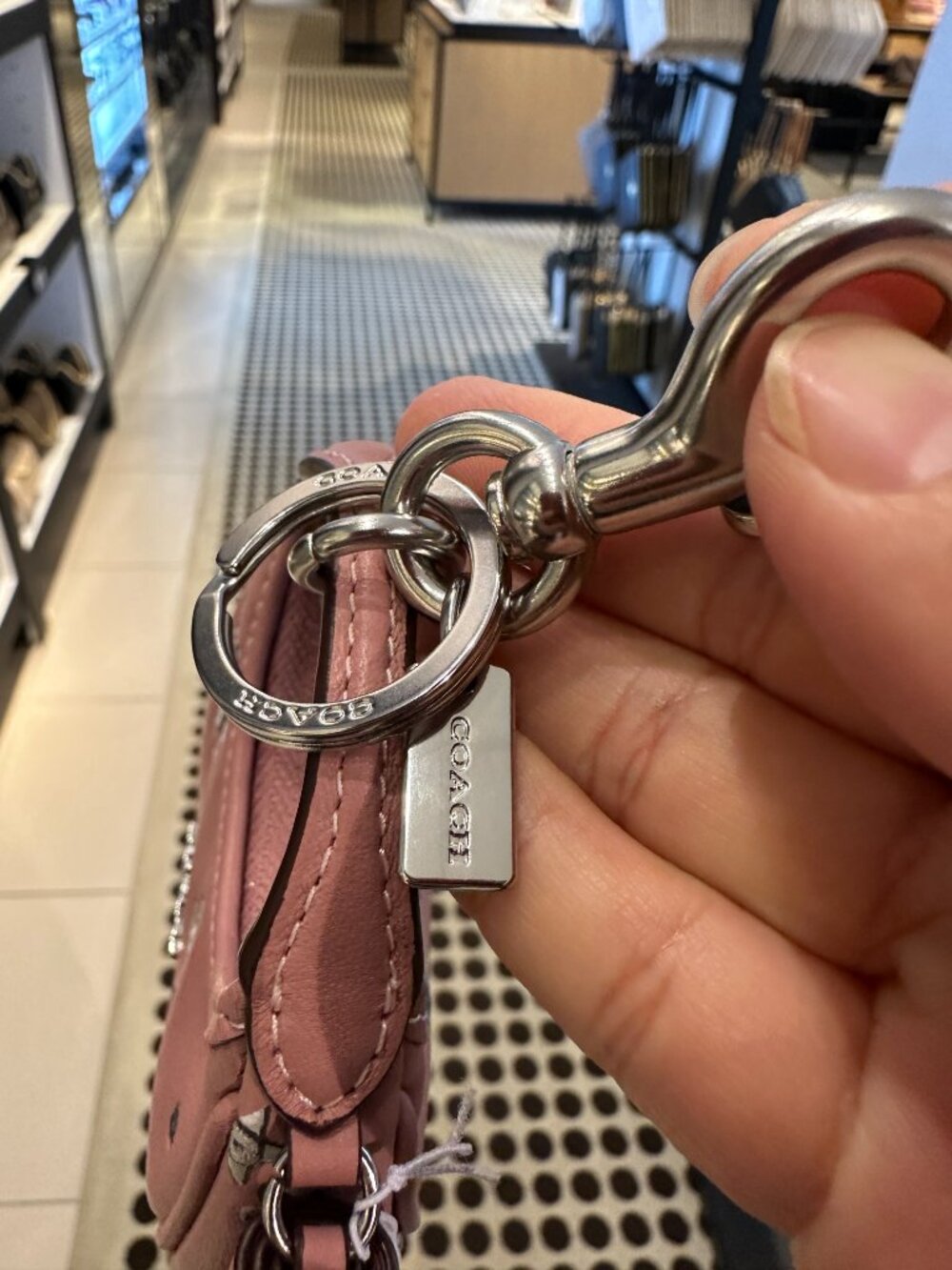 NWT! Coach CCF22 Mini Carmen Bag Charm With Star Print In Dusty Pink Silver - Picture 9 of 12